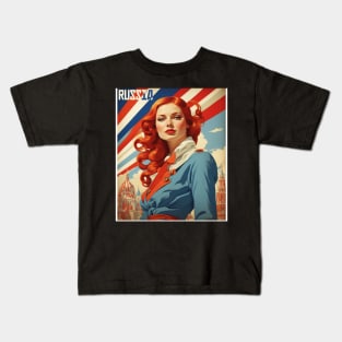 Russia Russian Woman Moscow Vintage Tourism Poster Kids T-Shirt